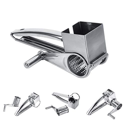 Image of Cheese Grater-Multifunctional Kitchen Craft Rotary Stainless Steel Cheese Grater 1 Drums Slice Shred Tool