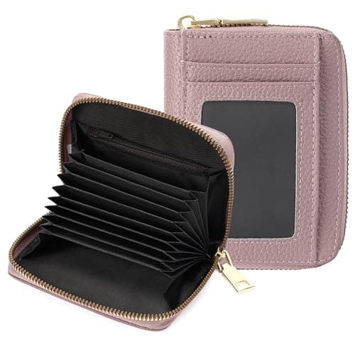 Image of GAEKEAO Card Holder Women RFID Blocking Small Purse Vegan Leather Accordion Card Case with Coin Pocket ID Window