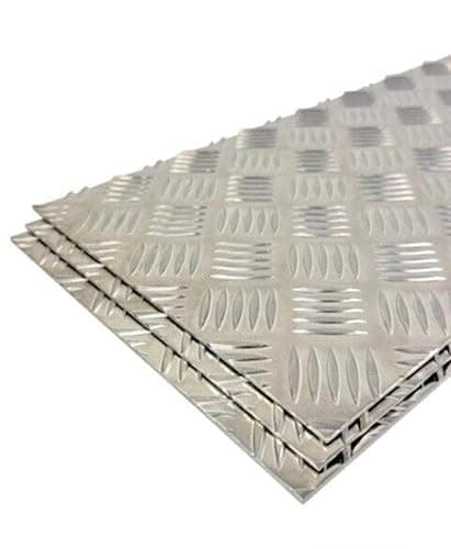 Image of Stormguard Aluminium Flat Tread Plate, Chequer Treadplate, 5-Bar Sheet, 2mm Thick, Various Sizes Available