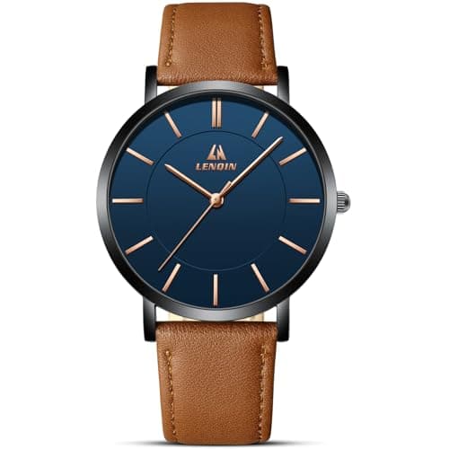 Image of LN LENQIN Mens Watches Watches for Men Analog Quartz Watch 30M Waterproof Men's Wrist Watches Fashion Business Mens Designer Watch Leather Band
