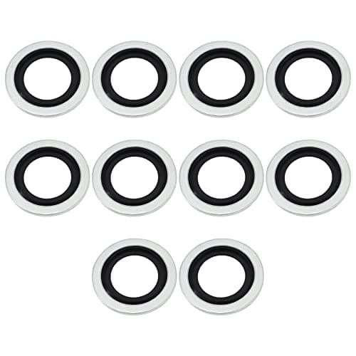 Image of YINETTECH 10Pcs Oil Drain Plug Gaskets Replacement 110265505R 6079970345 8200641648 3121867 Compatible with Renault Compatible with Dacia Aluminum Alloy