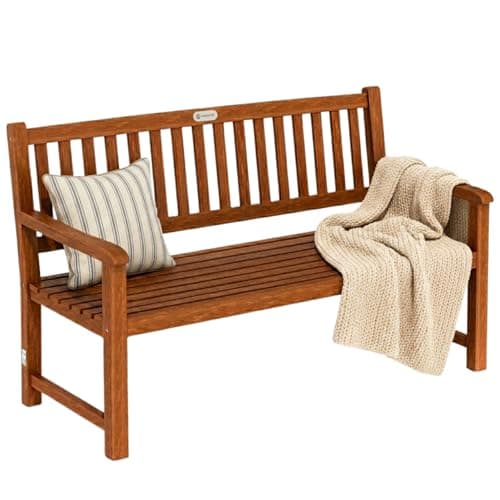 Image of CASARIA® Maxima 3 Seater Wooden Garden Bench | FSC® Certified Eucalyptus Wood | 152x55x92cm | Outdoor Furniture Armrests & Backrest | Patio Deck Balcony | Weather-Resistant | 480kg Load Capacity