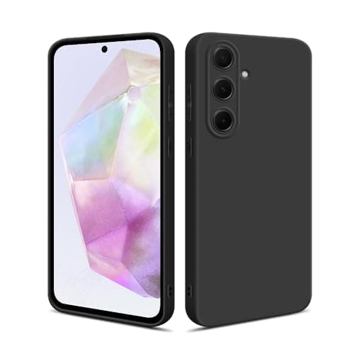 Image of HSP Case for Samsung Galaxy A35 5G – Matte Shockproof Slim Fit | Soft TPU Silicone Protective Cover with Raised Camera Protection, Anti-Fingerprint & Dust Resistant – Black