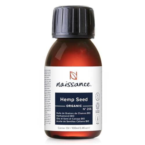 Image of Naissance Organic Virgin Hemp Seed Oil (No. 206) - 100ml - Cold Pressed, Natural Moisturiser - for Skin, Face, Beard, Nails, Hair, Body, Scalp