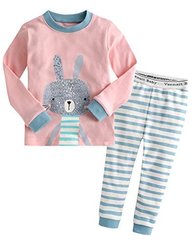 Image of Vaenait Baby Kids Toddler Cotton Sleepwear Pyjama 2pcs Set Pink Bunny 6-7Y/XL