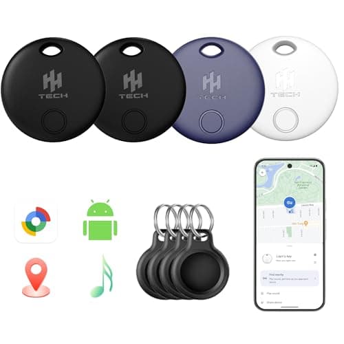 Image of HH-Tech Android Tracker Tag (Pack-4 Black+White Android only) Works with Google Find My, Find Hub, Smart Tag Tracker, Item Finder, Easily Track Your Keys, Wallet, Bag, Suitcase, and More