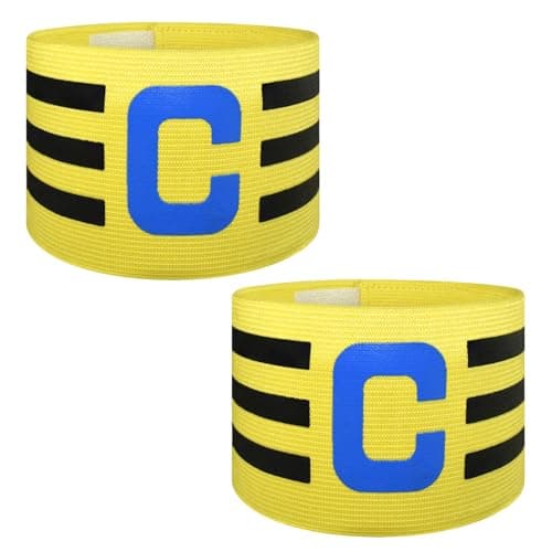 Image of Ynaice 2 Pcs Captains Armband, C Adjustable Elastic Sports Arm Bands Nylon Multicoloured Adult Football Soccer Captains Armband for All Sports|Yellow