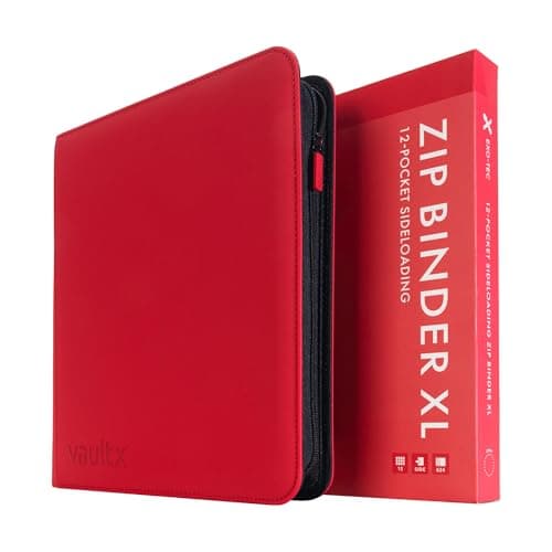 Image of Vault X 12 XL Pocket Trading Card Zip Binder - 624 cards, Premium Exo-Tec Album Material, 26 Side-Loading Pages, Folder for Collectible Card Games, Sports, TCG (Red)