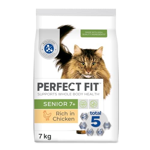 Image of Perfect Fit Senior 7+ Complete Dry Cat Food for Senior Cats Aged 7+ Years, Rich in Chicken, 1 Bag (7 kg)