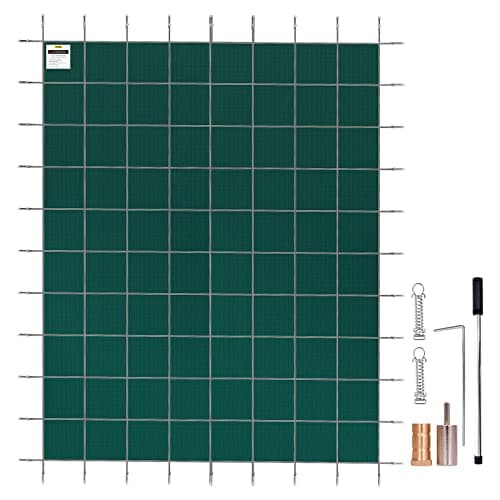 Image of VEVOR Inground Pool Safety Cover, 20 ft x 42 ft Rectangular Winter Pool Cover, Triple Stitched, High Strength Mesh PP Material with Good Rain Permeability, Installation Hardware Included, Green