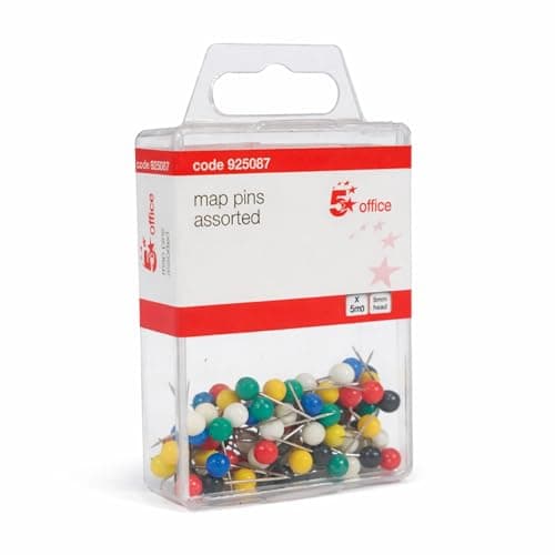 Image of 5 Star Map Pins 5mm Head Assorted [Pack of 100]