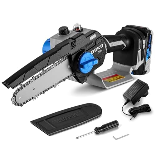 Image of DEKOPRO Mini Chainsaw Cordless: 6 Inch Small Electric Hand Chainsaw Battery Powered Handheld Portable Power Chain Saw Garden Tools for Wood/Tree Cutting,Gardening