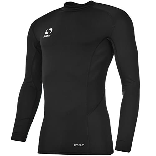 Image of Sondico Mens Base Layer Mock Top Long Sleeve Compression Fit Sports Sweatshirt Black M