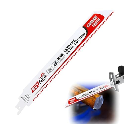 Image of Carbide Reciprocating Saw Blade for Thick Metal, Cast Iron & Alloy Steel, S1155HM 228mm Sawzall Attachment 8TPI, Recip Saw Blade Saw Accessory