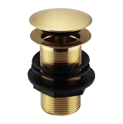 Image of Brushed Brass Round Click Clack Unslotted Basin Waste