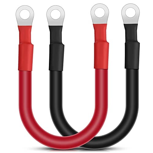 Image of URAQT 30cm Car Battery Cable 2 Pcs, 2AWG 35mm² Car Battery Jump Leads, Battery Cables 12V Heavy Duty with Ring Terminals, Copper Wire Battery Inverter Cable Battery Leads for Motorcycle Truck RV Car