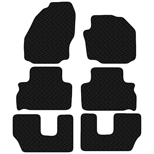 Image of Carsio Car Mats 6pc Set For Ford Galaxy 7 Seater 2006 to 2011 Tailored Fit Rubber Floor Mat Complete Accessory Black Custom Fitted - Anti-Slip Backing, Heavy Duty & Waterproof