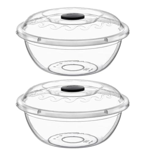 Image of Best House | Clear Round Basin Bowl with Lids | 5 Litres | 2 Pcs | Transparent | Salad Bowls | Plastic Food Storage Container With Lids (Pack of 2)