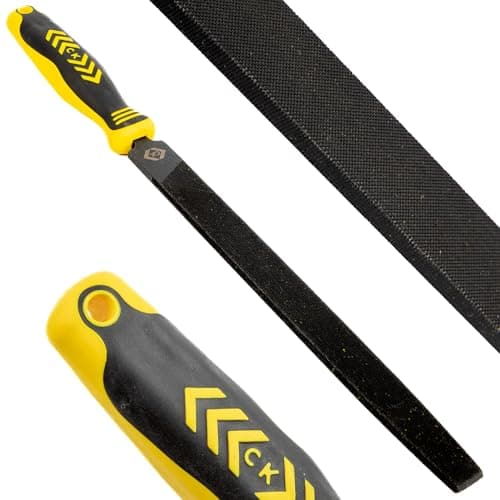 Image of C.K Tools Engineers File 250mm Second Cut Flat Safe Edge, High Carbon Black Oxide Steel, Ergonomic Two Component Grip, Secure Tang Bond, Lanyard Compatible Safety on Scaffolding Ladders, CK T0080A 10