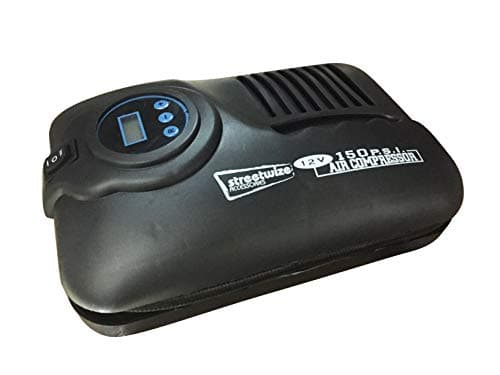 Image of Streetwize SWAC5 12V Digital Air Compressor - 150 PSI Tyre Inflator - Compact Air Pump with LED, Auto Shut Off, 3 Piece Adaptor Kit