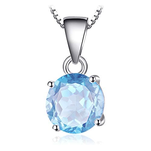 Image of JewelryPalace 2.4ct Women Pendant Necklace in a Round Shape Sky Blue Topaz 925 Sterling Silver Chain 45 cm