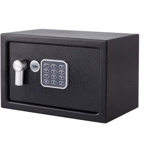 Image of Yale Alarmed Electronic Safe Small – Standard Protection, Built-in 130dB Alarm, PIN Keypad + Override Key, Anti-bump Solenoid, Auto Lockdown, Carpeted Interior, Fixings Included – 8.6L – YEC/200/DB2