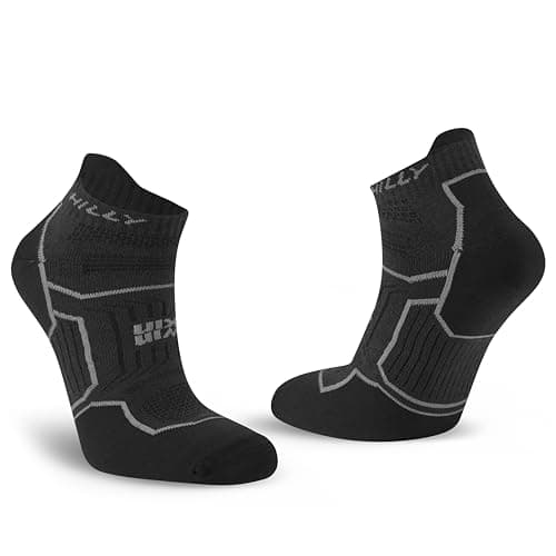 Image of Hilly, Twin Skin, Anti Blister- Socklet - Med Cushioning, Black/Anthracite, M