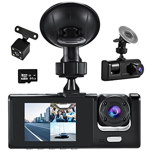 Image of 1080P Dash Cam Front and Rear,Full HD Dash Camera,Wireless Front and Inside Car Camera Dash Cam for Car, Dash Camera with 64GB-C10 Card, 170 Wide Angle Sensor with Loop Recording and G-sensorParking