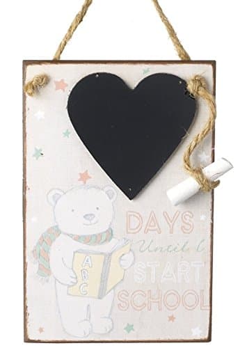 Image of Wooden DAYS UNTIL Start School - COUNTDOWN HEART CHALKBOARD PLAQUE SIGN & Chalk
