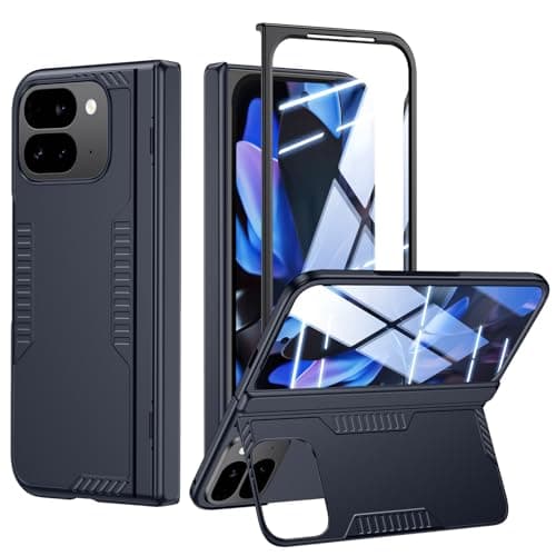 Image of Kaiiecal for Google Pixel-9-Pro Fold Case: Slim Hinge Rugged Kickstand Case with Screen Protector - Full Body Soft Protective Phone Cover for Pixel 9Pro fold 2024 (Blue)