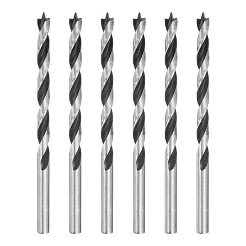 Image of sourcing map 6pcs Brad Point Drill Bits 4.5mm(5/32") Dia Straight Round Shank Metric Brad Point Spiral Twist Drill Bits for Softwood Hardwood Plywood Plastic Rubber, Silver Tone