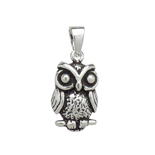 Image of Designer Inspirations Boutique Little Owl Sterling Silver Pendant Necklace - WITHOUT A Chain - Lovely & Cute Owl Bird Pendant
