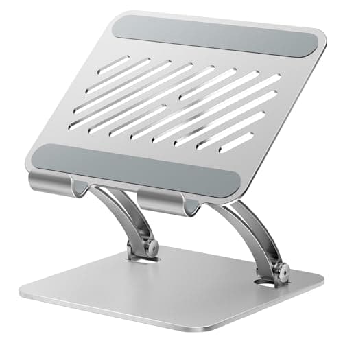 Image of tounee Tablet Holder Stand, Dual Rod Adjustable Aluminum Desktop Stand, Compatible with 4.7-16.5" iPads, Surface Tablets, Portable Monitors, Kindle & More (Silver)