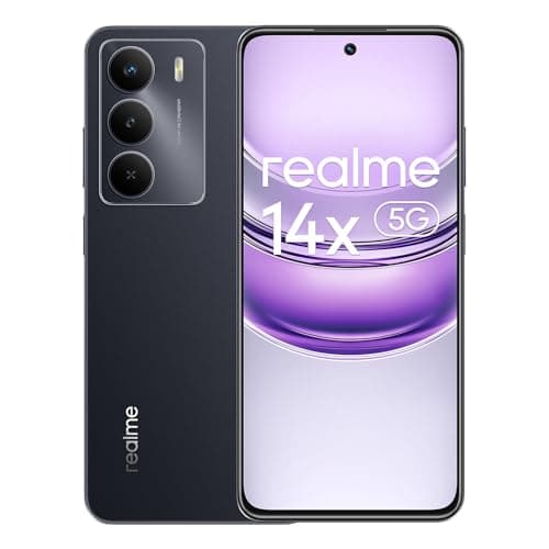 Image of realme 14x 5G Smartphone 6+128GB, Carbon Black, 6.67-inch Screen, 120Hz Display, 5000mAh Battery, 50MP AI Camera, MediaTek Dimensity 6300, ArmorShell Protection, IP64