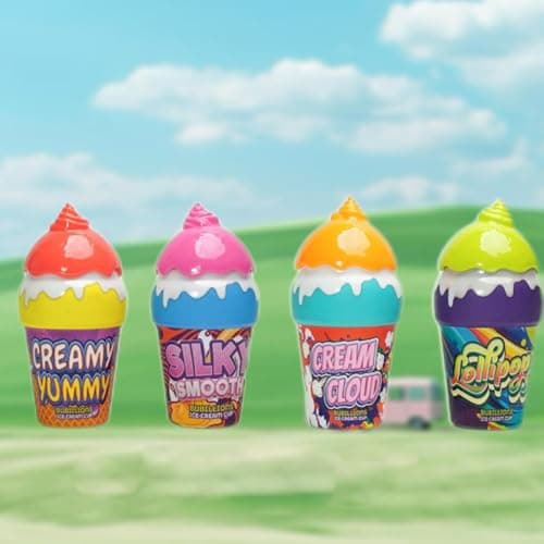 Image of 4 Pieces Ice Cream Bubble Solution And Wand, Portable Non Spill Toys, Portable Interactive Sensory Games For Travel Beach Backyard, For Kids Boys Girls.