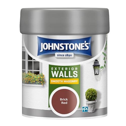 Image of Johnstone’s – Exterior Smooth Masonry Paint - Tester Pot – Brick Red – Up to 15 Years Protection – Weather & Dirt Resistant – 12m2 Coverage Per Litre - Dry in 1-2 Hours – 225 ml