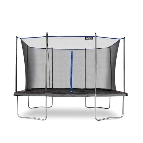 Image of Plum Play Outdoor Rectangular Trampoline with Satety Enclosure to Seperate the Jumper From the Coated Springs - Weather Protected Thick Foam Pads - Max user weight from 100kg (8 x 12ft)