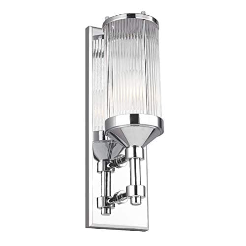 Image of IP44 Wall Light - Ribbed Glass Tube Shade - Polished - Chrome - LED G9 3.5W Bulb