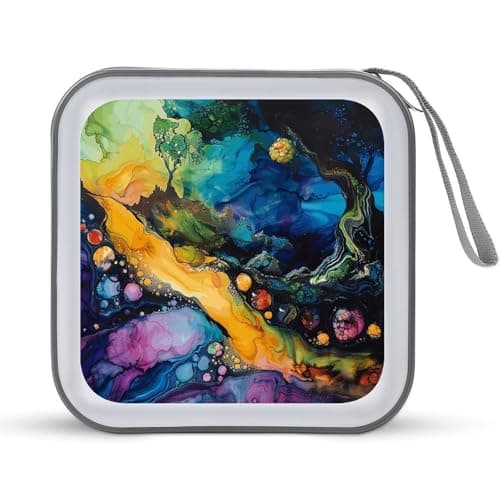 Image of QMNLKH CD Case 40 Capacity Hard Plastic DVD Case Holders Fruits And Rocks Disc Cases Torage Binder Wallet for Car Home Travel