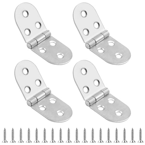 Image of 4 Pcs Folding Flip Top Hinges, Counter Flap Hinges for Wood, 180 Degree Door Round Edge, Metal Backflap Furniture Cupboard Kitchen Cabinet Closet Drawer Table
