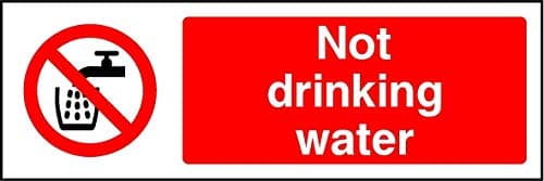 Image of Not drinking water safety sign - 1.2mm Rigid plastic 150mm x 50mm