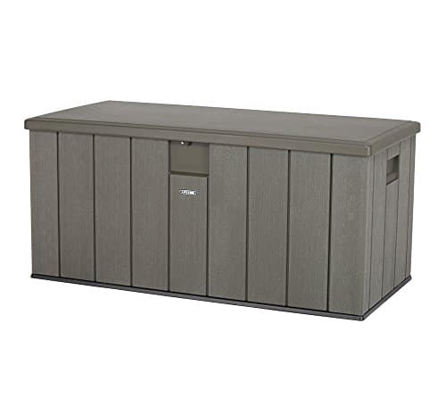 Image of LIFETIME Plastic Wood Grain Textured Storage Box Desert Sand/Grey, 151x72x69 cm
