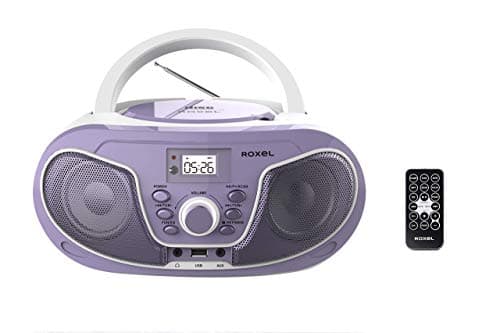 Image of Roxel RCD-S70BT Portable Boombox CD Player with Remote Control, FM Radio, USB MP3 Playback, 3.5mm AUX Input, Headphone Jack, LED Display Wireless Music Streaming (Purple)