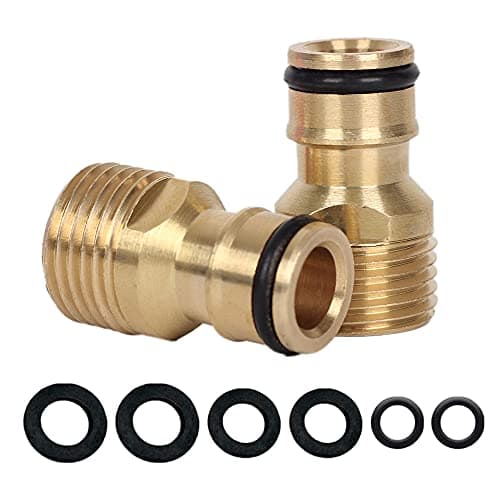 Image of 2 Pack Brass Garden Hose Tap Connector,1/2 inch Brass Male Threaded Tap Connector for Hose Pipe,Copper 1/2" BSP Hose Connector Male Watering Fittings for Threaded Faucet Adapter Quick Connector