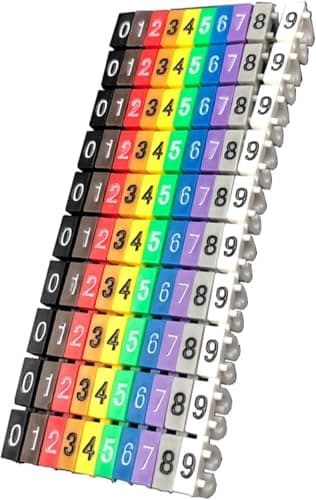 Image of 200Pcs Clip on Wire Markers 0-9 Coded, Wire Number Labels Colorful Wire Numbering Marker Tube Cable Marker, C-Type Marker Clip on String Cable Identification for Marking Color Coded Cables (2.5mm²)