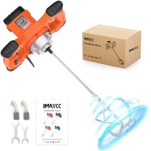 Image of Portable Concrete Cement Mixer, 2100W Electric Paddle Mixer Adjustable 6 Speed Handheld Plaster Grout Paint Thinset Mortar Paddle Mixer,Ideal for Mixing Feed, Plaster, Paint,etc(Orange)