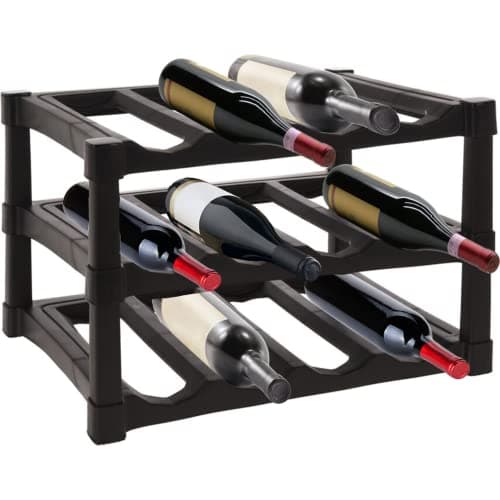 Image of GEEZY Wine Rack Space-Saving 3 Tier Stackable Durable Stylish 12 Bottle Wine Holder Display for Maximizing Wine Storage, Free Standing