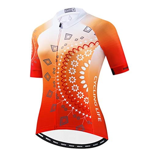 Image of Women's Cycling Jersey Bicycle Outdoor Sports Racing Cycle Clothing Orange Red M