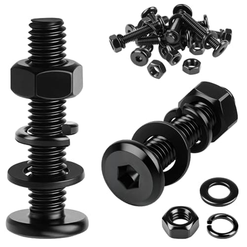 Image of mawmuaw M4x8 mm Bolts and Nuts Set, 20 Pcs Hex Socket Head Cap Screws 304 Stainless Steel Hex Socket Button Head Screw Black with Spring Lock Washers and Flat Washers for Installation Fixing