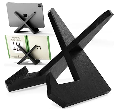 Image of Recipe Book Stand for Cookbook, Wooden Kitchen iPad and Book Holder for Display Stand, Cook Book Stand for Reading Hands Free